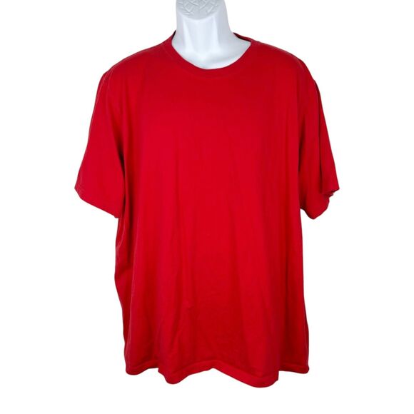 Lands' End Shirt Men XXL Red Short Sleeve Super-T Solid Casual - Picture 1 of 11